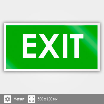 Знак «EXIT», B42 (металл, 300х150 мм)