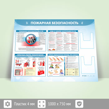 Стенд «Пожарная безопасность» с 2-мя глубокими А5 карманами (PB-24.3-ECONOMY2)